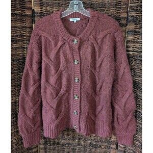 Madewell Ashmont Cable Knit Cardigan Sweater Small Wool Blend Relaxed Oversized